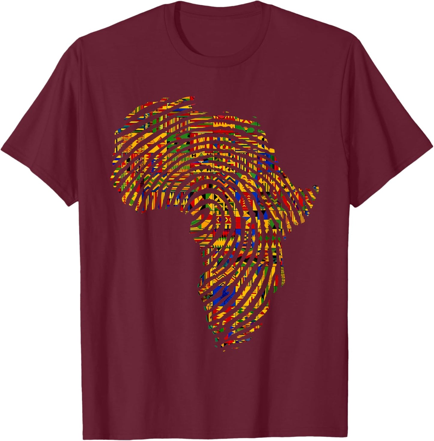 Africa Map Kente Cloth African Print Roots Traditional Art T-Shirt - T-Shirt | Maroon