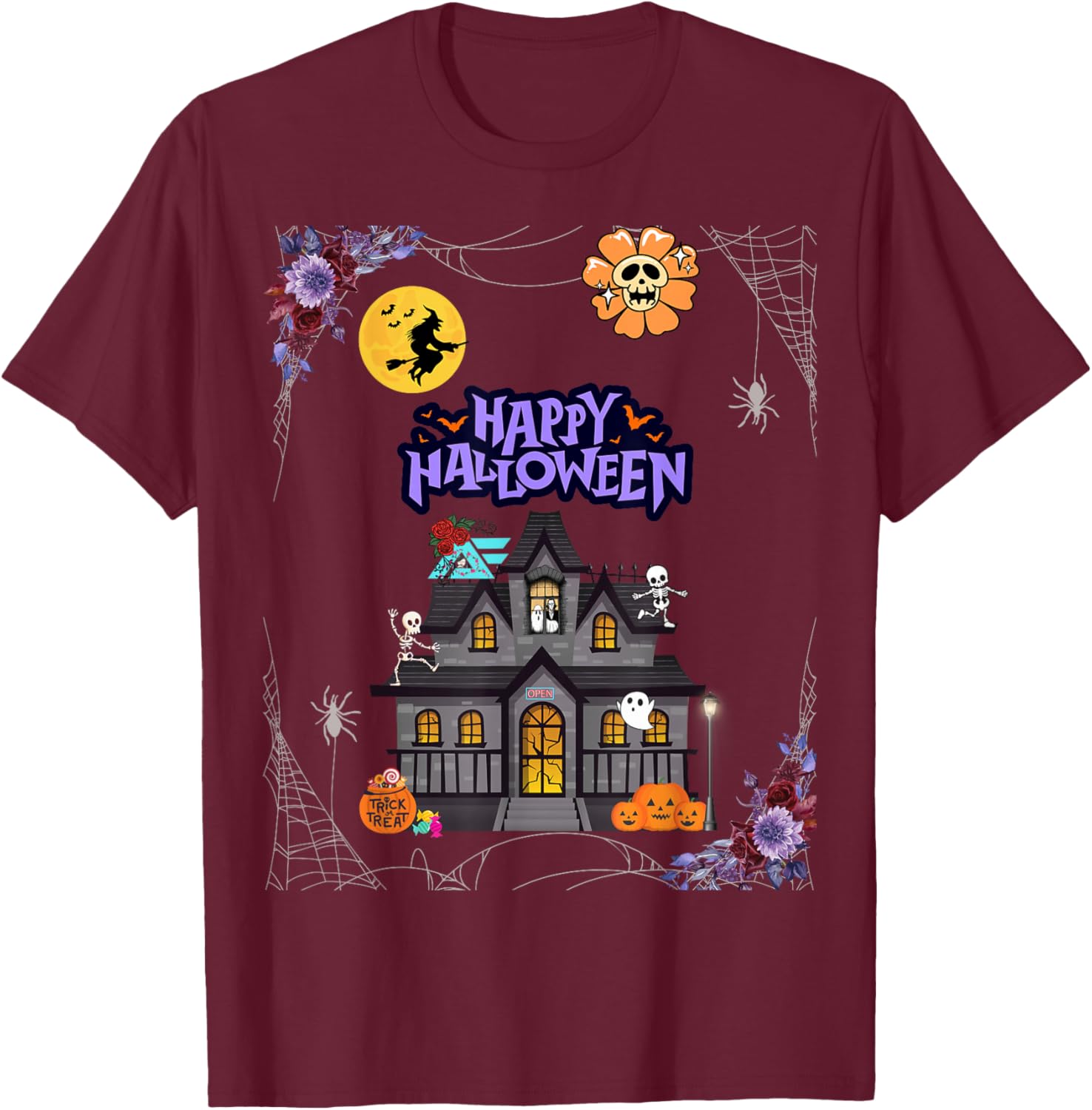 Trick-or-Treat Manor T-Shirt - T-Shirt | Maroon