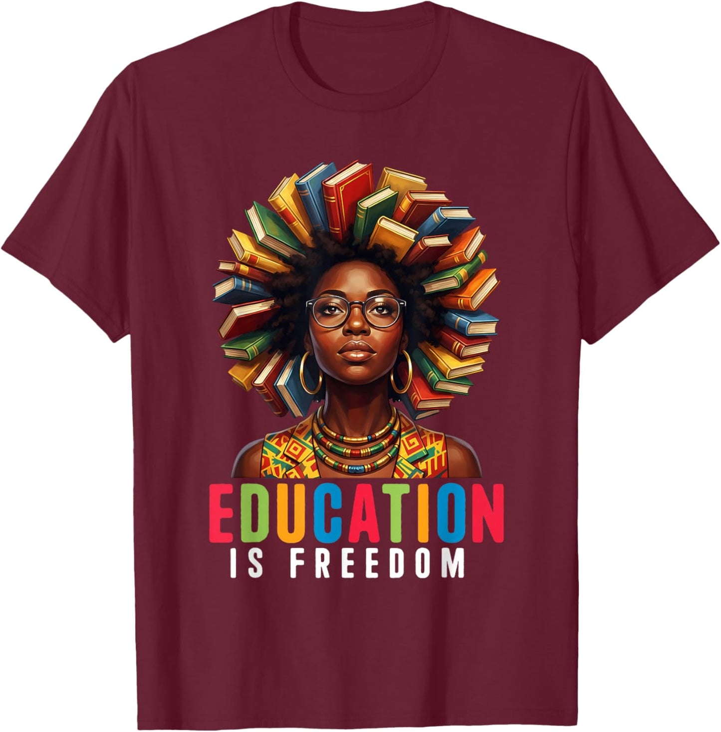 Black History Month Shirt Women Afro Black Women African T-Shirt - T-Shirt | Maroon