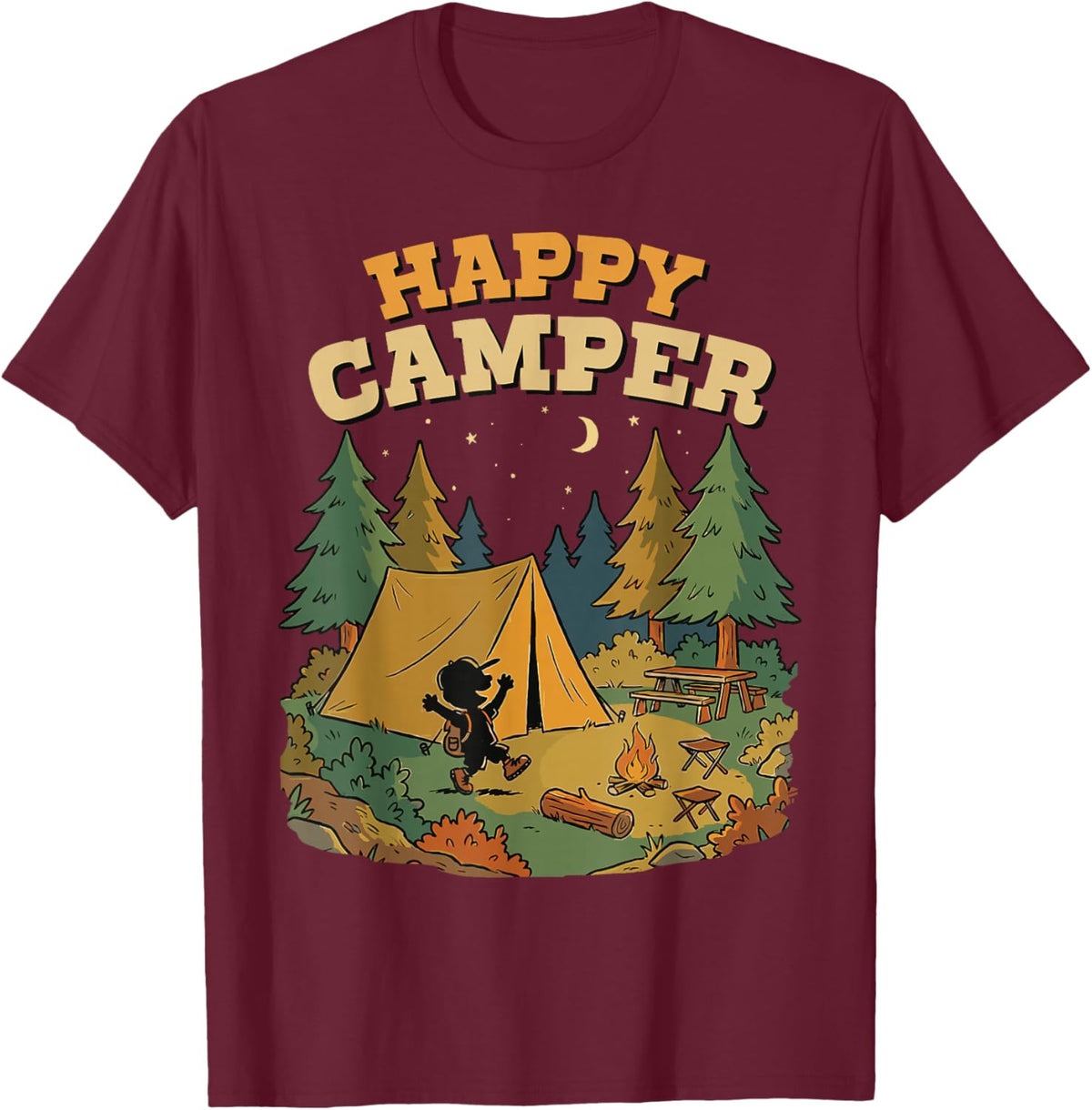 Happy Camper Camping for Boy T-Shirt - T-Shirt | Maroon