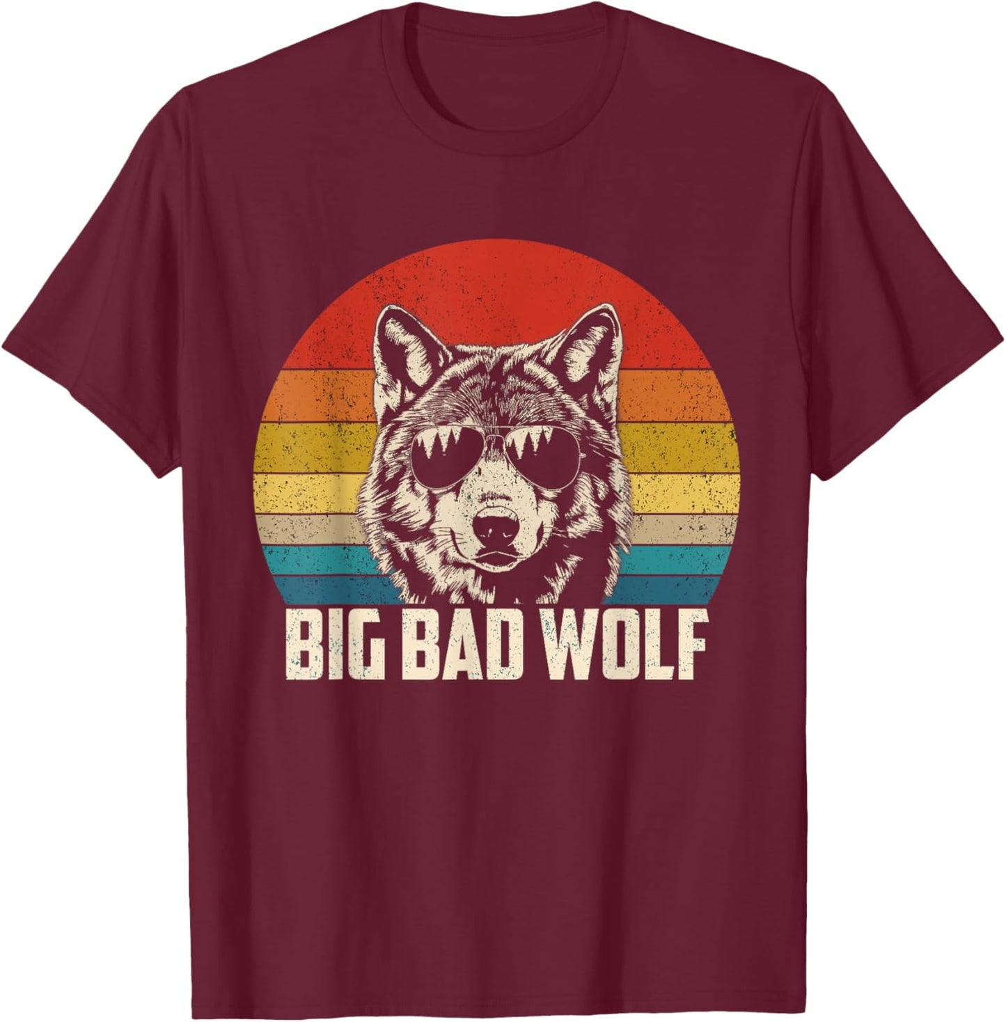 Wolf Spirit Big and Bad Wolf Wolf Pack Funny Wolves Retro T-Shirt - T-Shirt | Maroon
