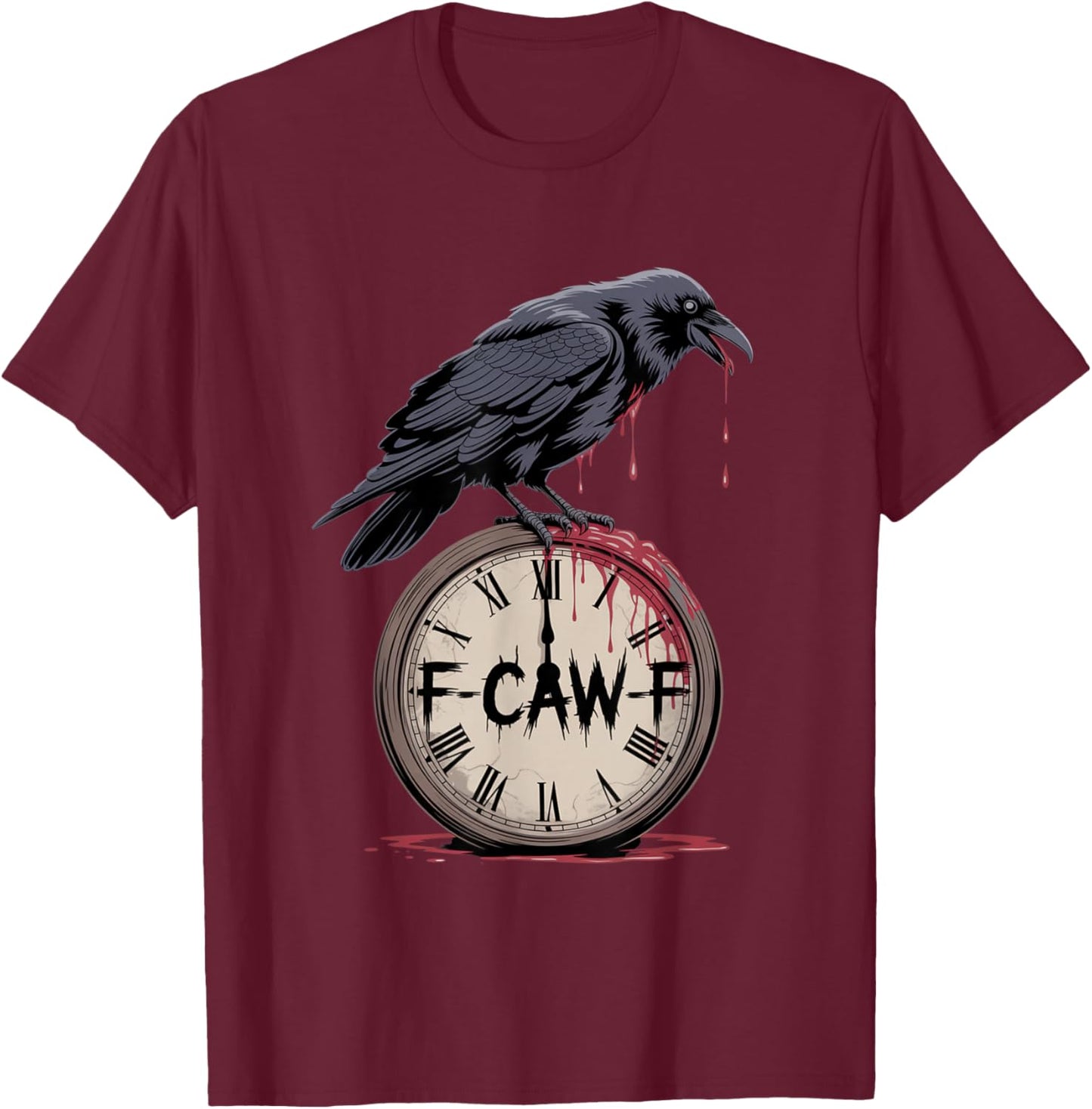 F-Caw-F Crow Funny Gothic Moon Black Bird Halloween T-Shirt - T-Shirt | Maroon