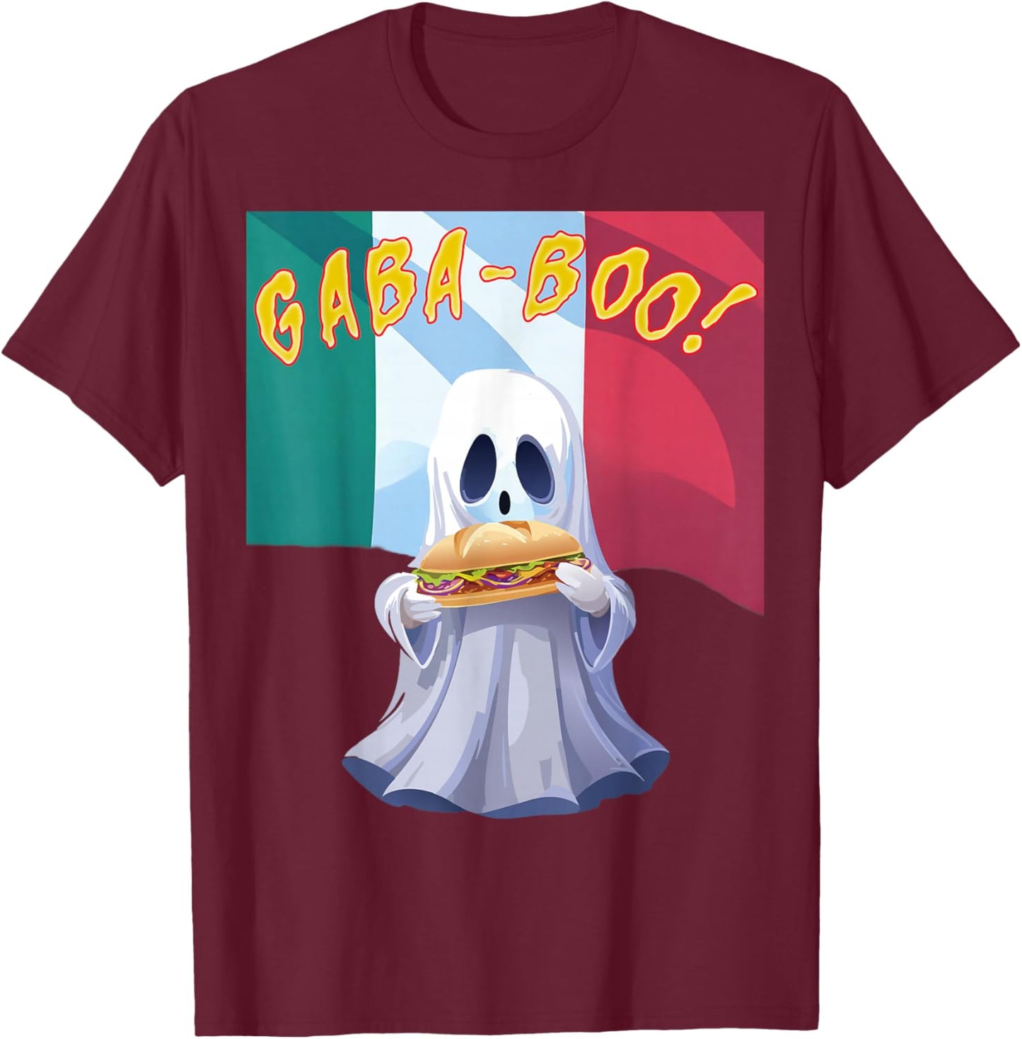 Funny Gabagool Gabaghoul GABA Boo Ghost Halloween T-Shirt - T-Shirt | Maroon