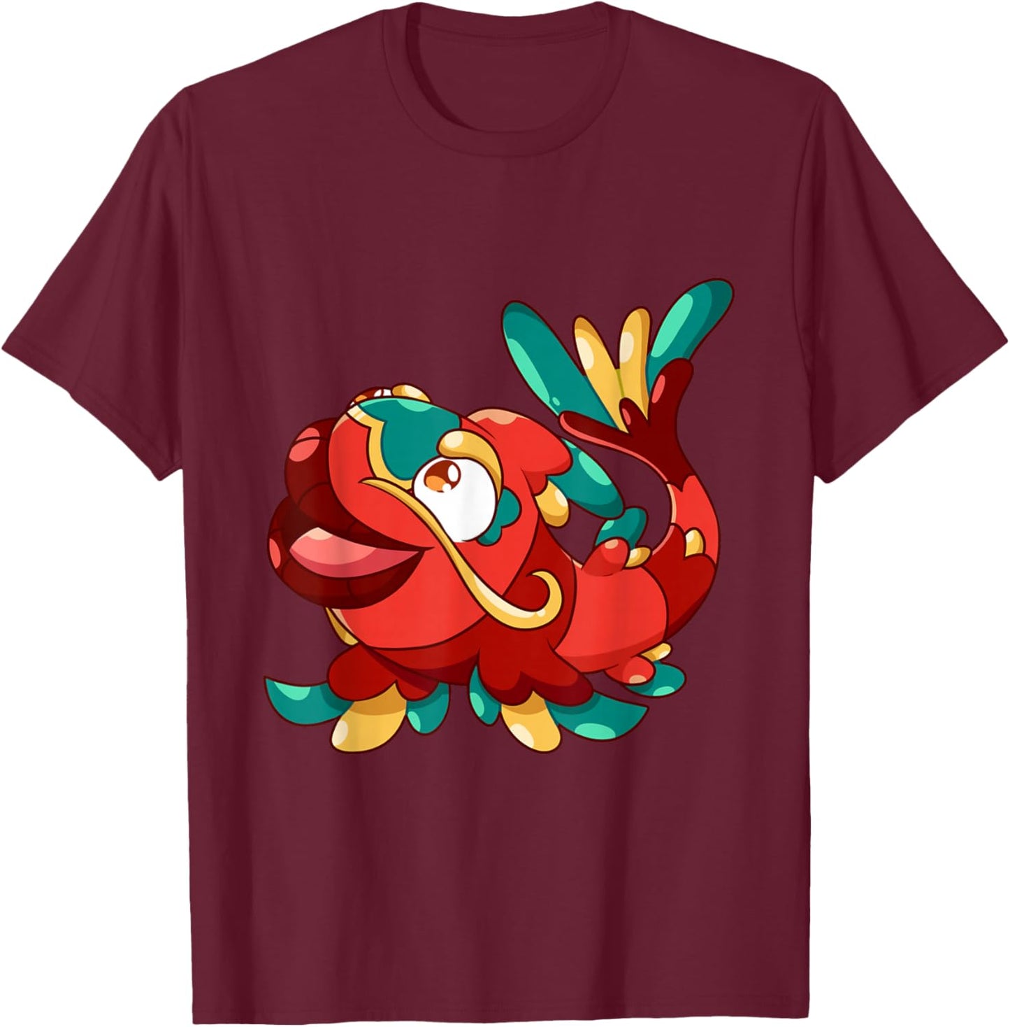 Cute Funny Sweet Oriental Cartoon Fish Fishing T-Shirt - T-Shirt | Maroon