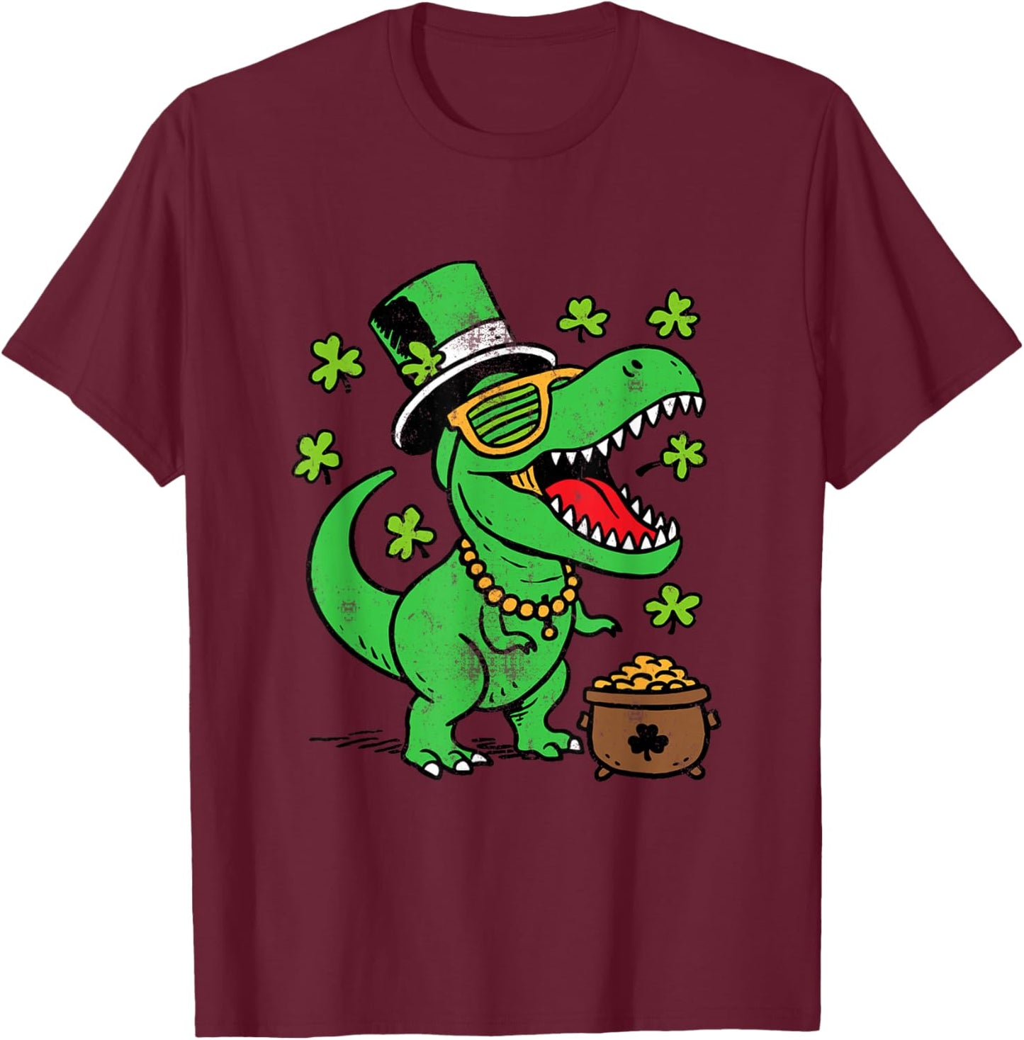 St Patricks Day Dinosaur Saint Pattys Trex Boys Kids Toddler T-Shirt - T-Shirt | Maroon