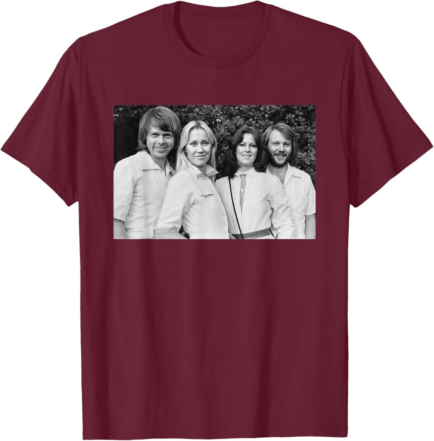 ABBA Swedish Pop Group Portrait Arrival Promo 1976 T-Shirt - T-Shirt | Maroon