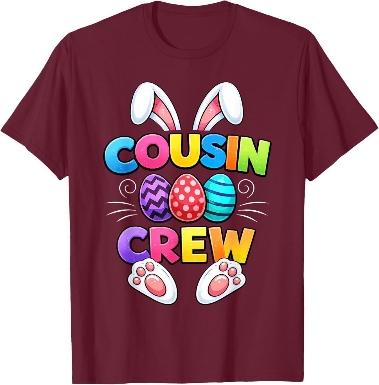 Cute Bunny Cousin Crew Matching Easter Kids Boy Girl Toddler T-Shirt - T-Shirt | Maroon