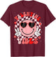 Groovy Valentine Vibes Valentines Day Shirts Women Girl Kids T-Shirt - T-Shirt | Maroon