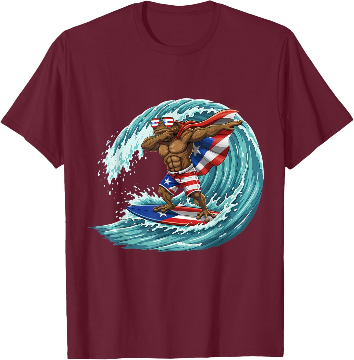 Coqui Frog Puerto Rico Taino Puerto Rican Flag Boricua T-Shirt - T-Shirt | Maroon