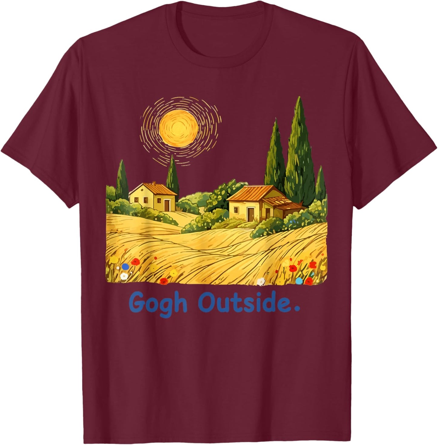 Gogh Outside Starry Night Nature Lover Inspirational Artist T-Shirt - T-Shirt | Maroon