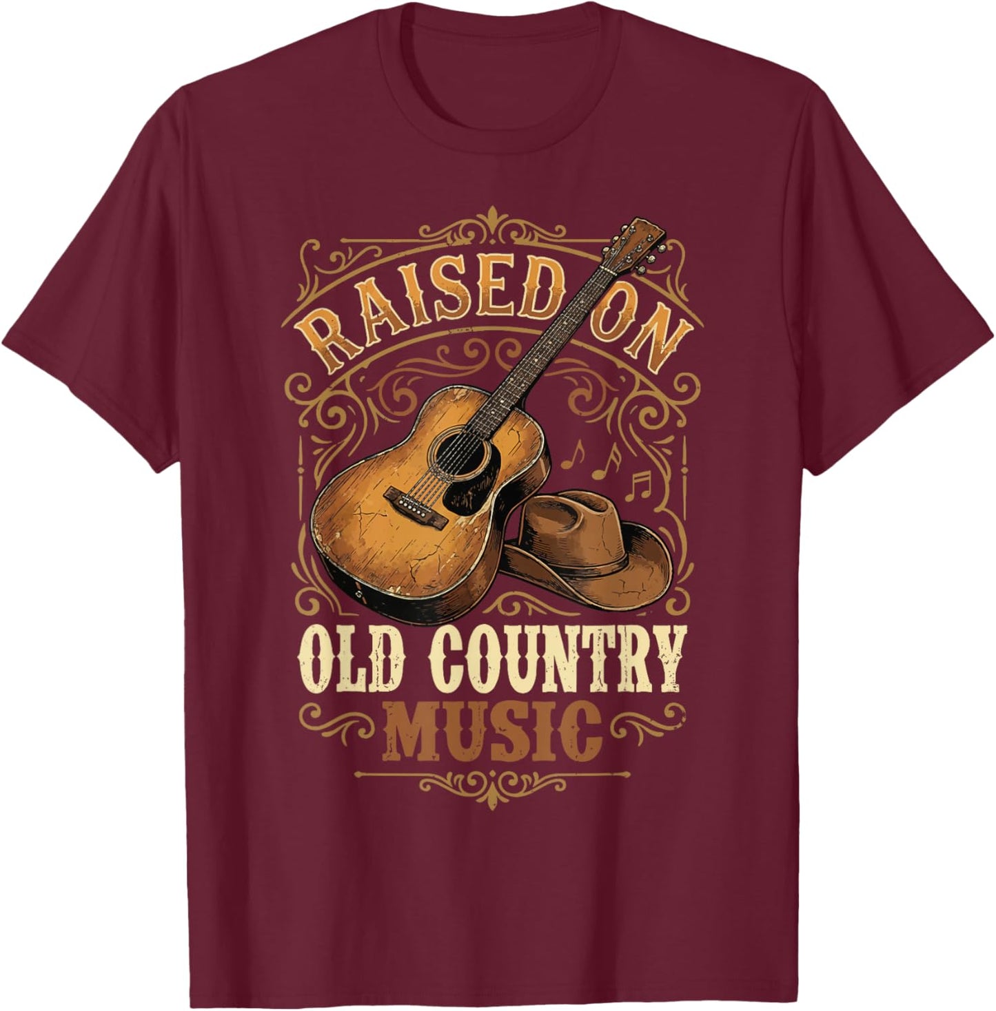 Raised On Old Country Music T-Shirt - T-Shirt | Maroon