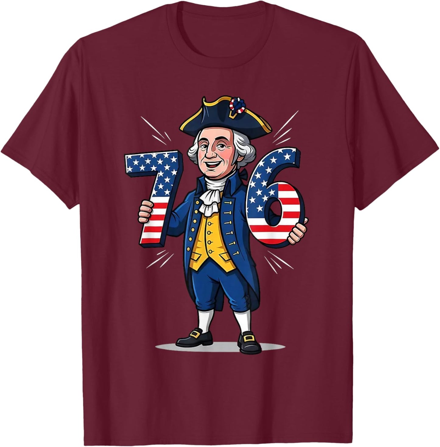 6-7 7-6 George Washington Shirt Six Seven American Design T-Shirt - T-Shirt | Maroon