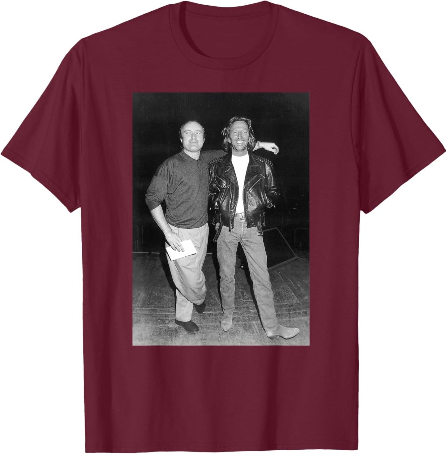Phil Collins & Eric Clapton Before Royal Albert Hall Concert T-Shirt - T-Shirt | Maroon