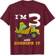 Dinosaur 3rd Birthday Construction T-Shirt - T-Shirt | Maroon