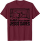 Soccer Goalie Goalkeeper Jesus Saves Christian Soccer Player T-Shirt - T-Shirt | Maroon