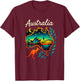 Australia - Map, Flag, Vintage, Kangaroo T-Shirt - T-Shirt | Maroon