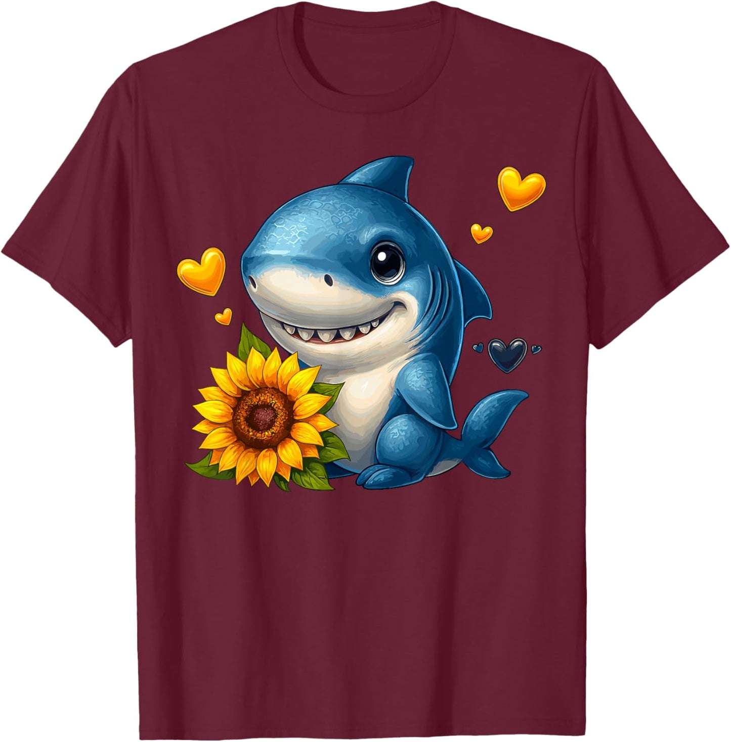 Sunflower Shark T-Shirt - T-Shirt | Maroon