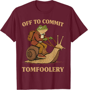 Sarcasm Frog Wizard Off to Cause A Tomfoolery Meme Frog T-Shirt - T-Shirt | Maroon