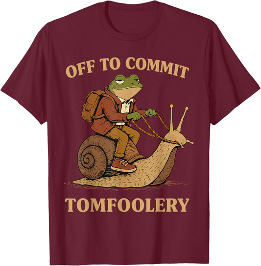 Sarcasm Frog Wizard Off to Cause A Tomfoolery Meme Frog T-Shirt - T-Shirt | Maroon