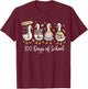100 Days of School Geese Ducks Classroom Teacher Student T-Shirt - T-Shirt | Maroon