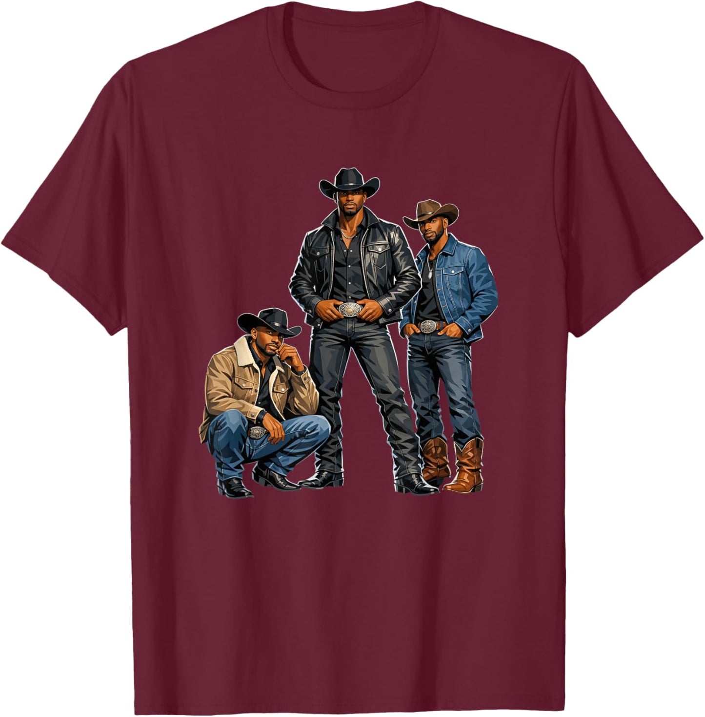 Western Cowboy Melanin Black History African Texas Rodeo Men T-Shirt - T-Shirt | Maroon
