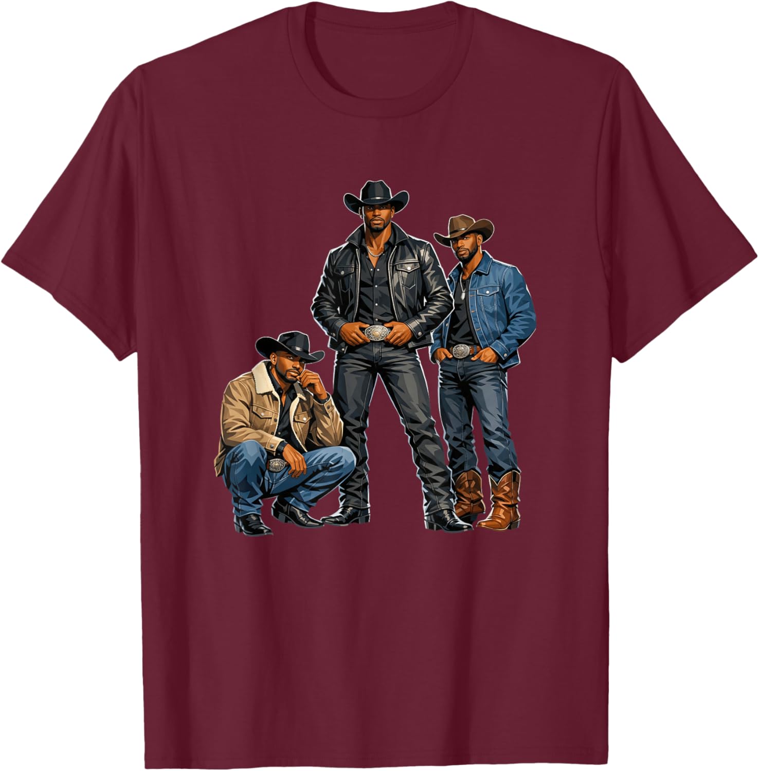 Western Cowboy Melanin Black History African Texas Rodeo Men T-Shirt - T-Shirt | Maroon