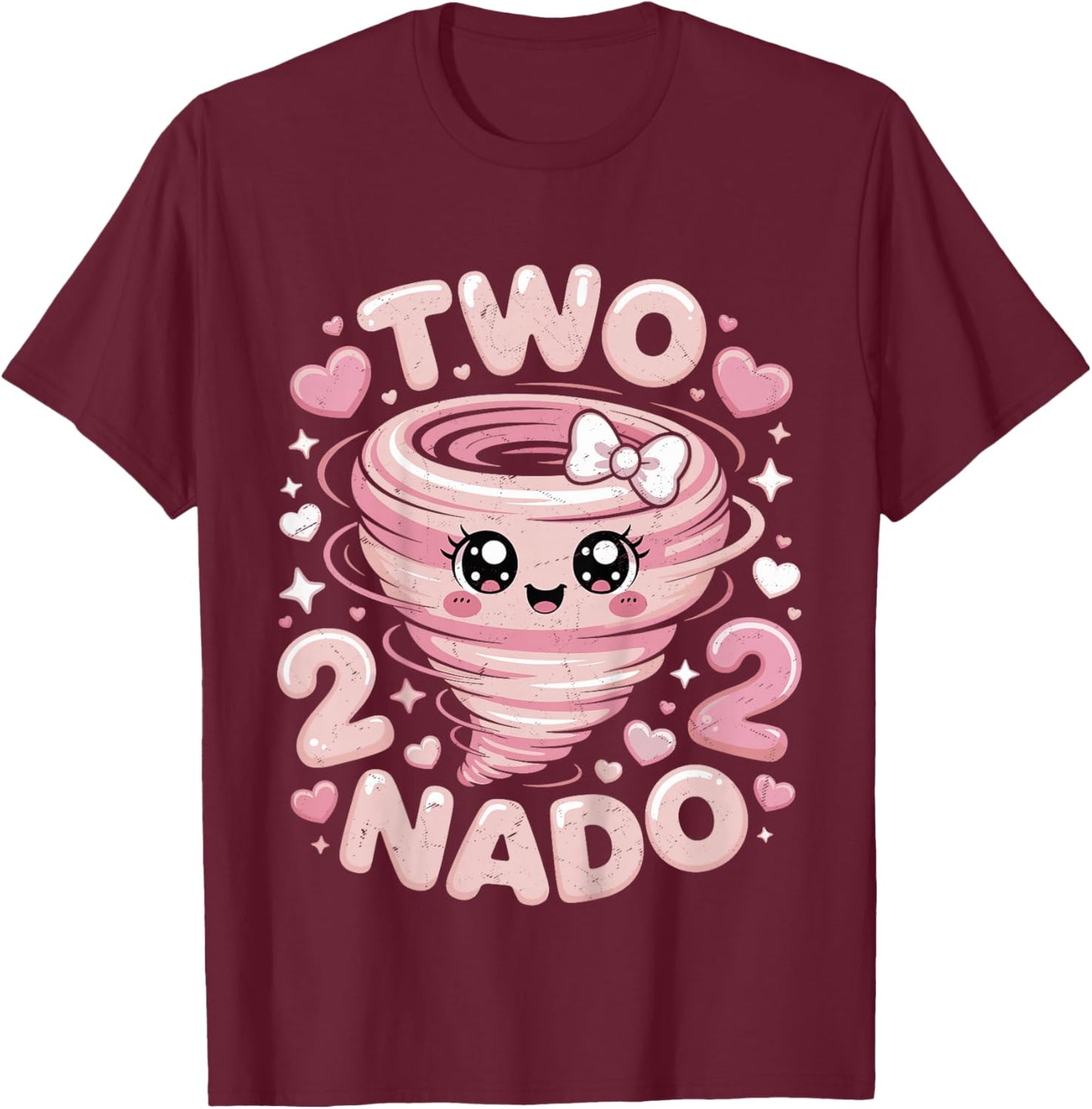 Two Nado 2nd Birthday Funny 2 Year Old Girls Kids Toddler T-Shirt - T-Shirt | Maroon