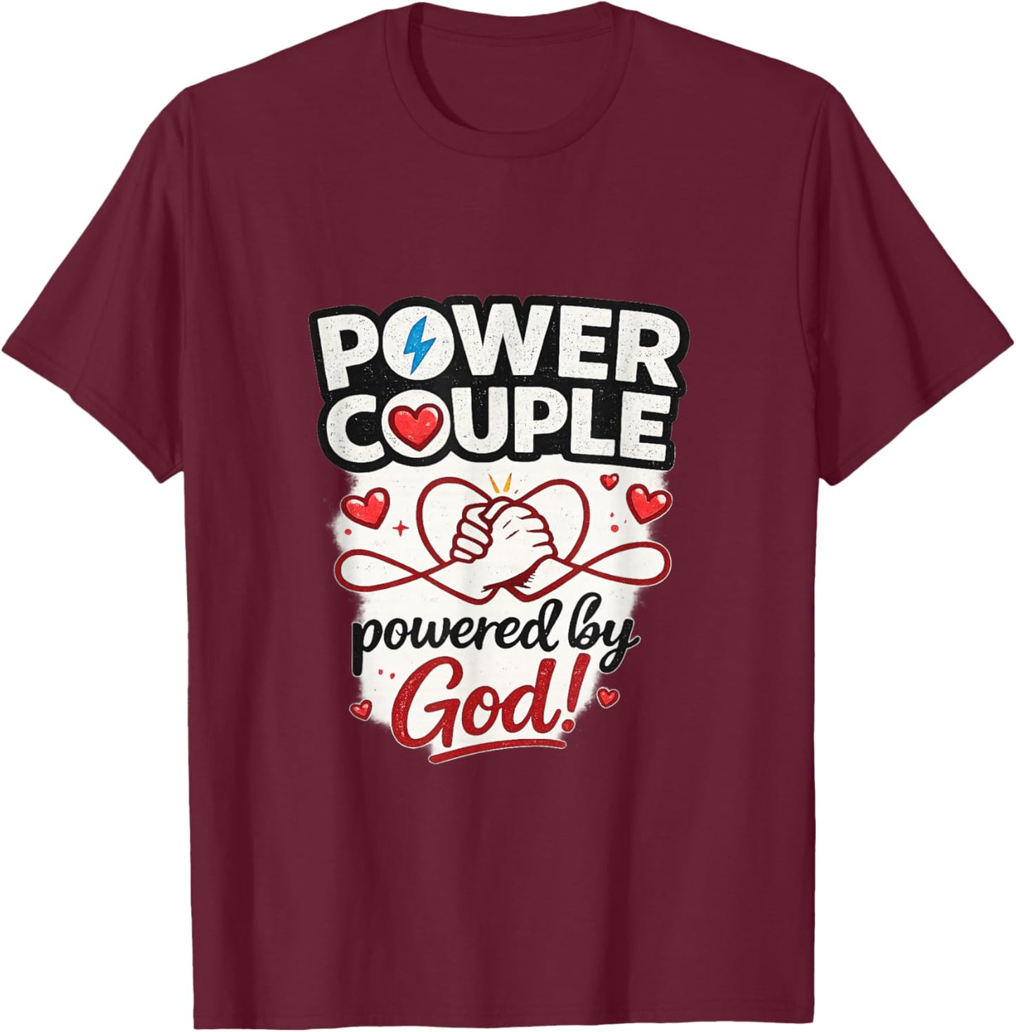 Christian Couples Matching Shirt Power Couple Valentines Day T-Shirt - T-Shirt | Maroon