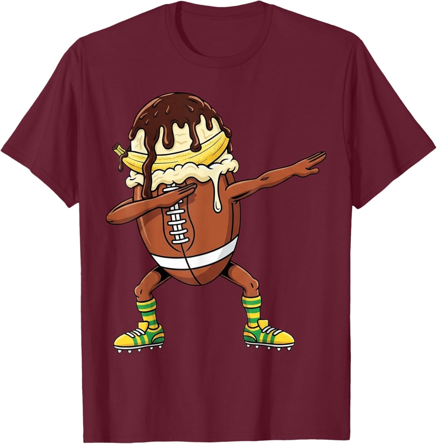 Dabbing Rugby Drip Ice Cream Kids Youth Boys Girls T-Shirt - T-Shirt | Maroon