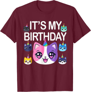 Meemeow Cats Plush Squishy Pink Birthday Design T-Shirt - T-Shirt | Maroon