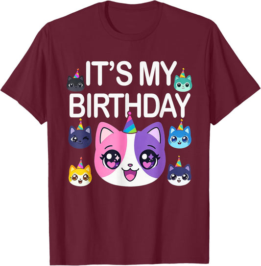 Meemeow Cats Plush Squishy Pink Birthday Design T-Shirt - T-Shirt | Maroon