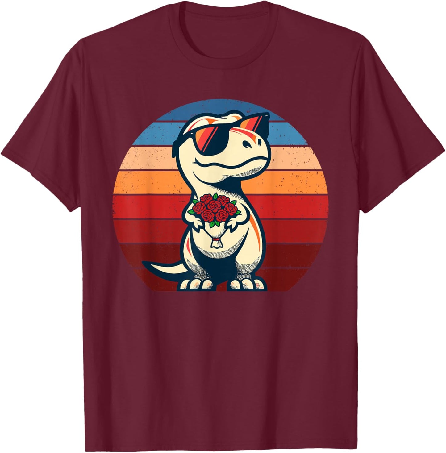 Dinosaur T-Rex Love Men Women Kids Funny St. Valentine's T-Shirt - T-Shirt | Maroon