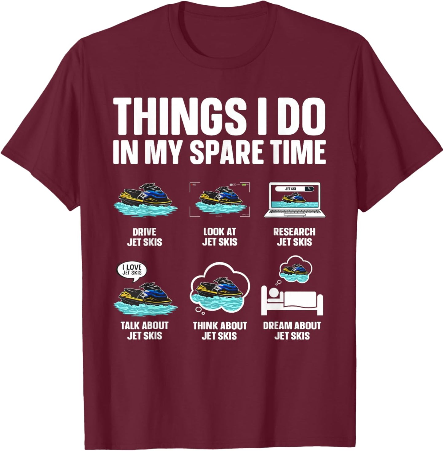 Funny Jet Ski Art Women Jetski Driver Jet Ski Lover T-Shirt - T-Shirt | Maroon