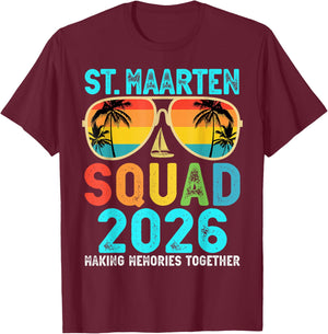 St. Maarten Squad 2026 Vacation Friend Family Matching Group T-Shirt - T-Shirt | Maroon