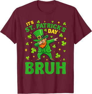 Dabbing Leprechaun Bruh St Patricks Day Teen Girls Boys Kids T-Shirt - T-Shirt | Maroon