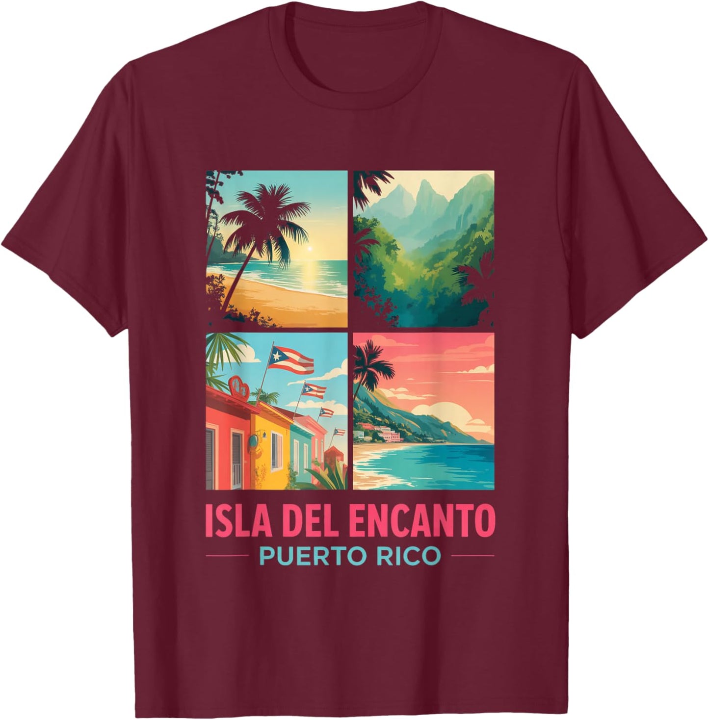 Puerto Rico Isla Del Encanto Coqui Boriquen Bori Pride T-Shirt - T-Shirt | Maroon