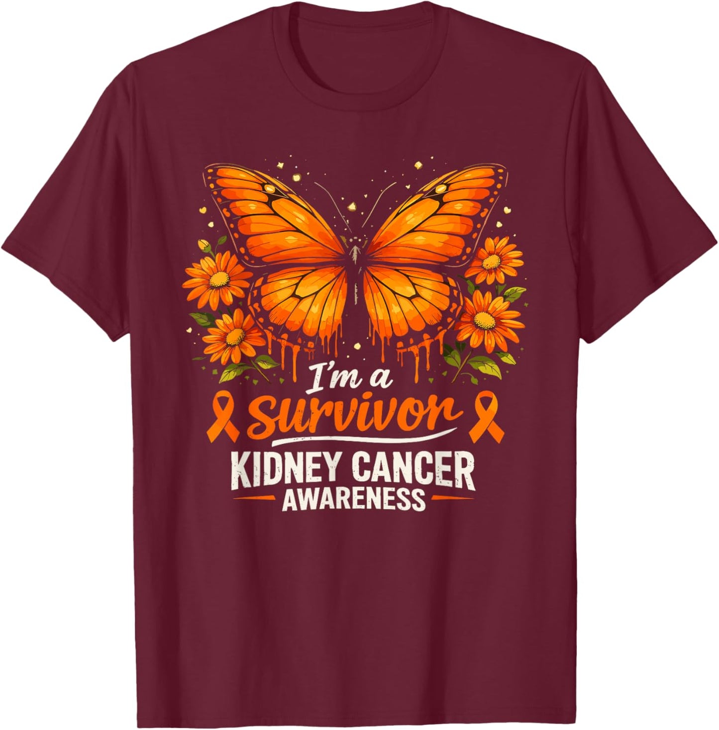 Survivor Kidney Cancer Awareness T-Shirt - T-Shirt | Maroon