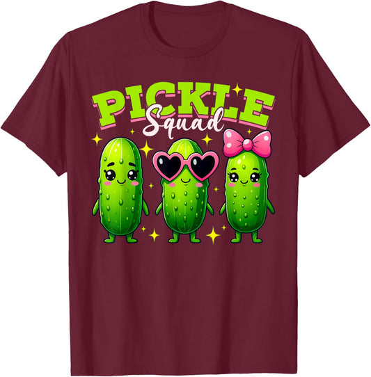 Pickle Squad Funny Pickle Costume Vegan Pickle Crew T-Shirt - T-Shirt | Maroon