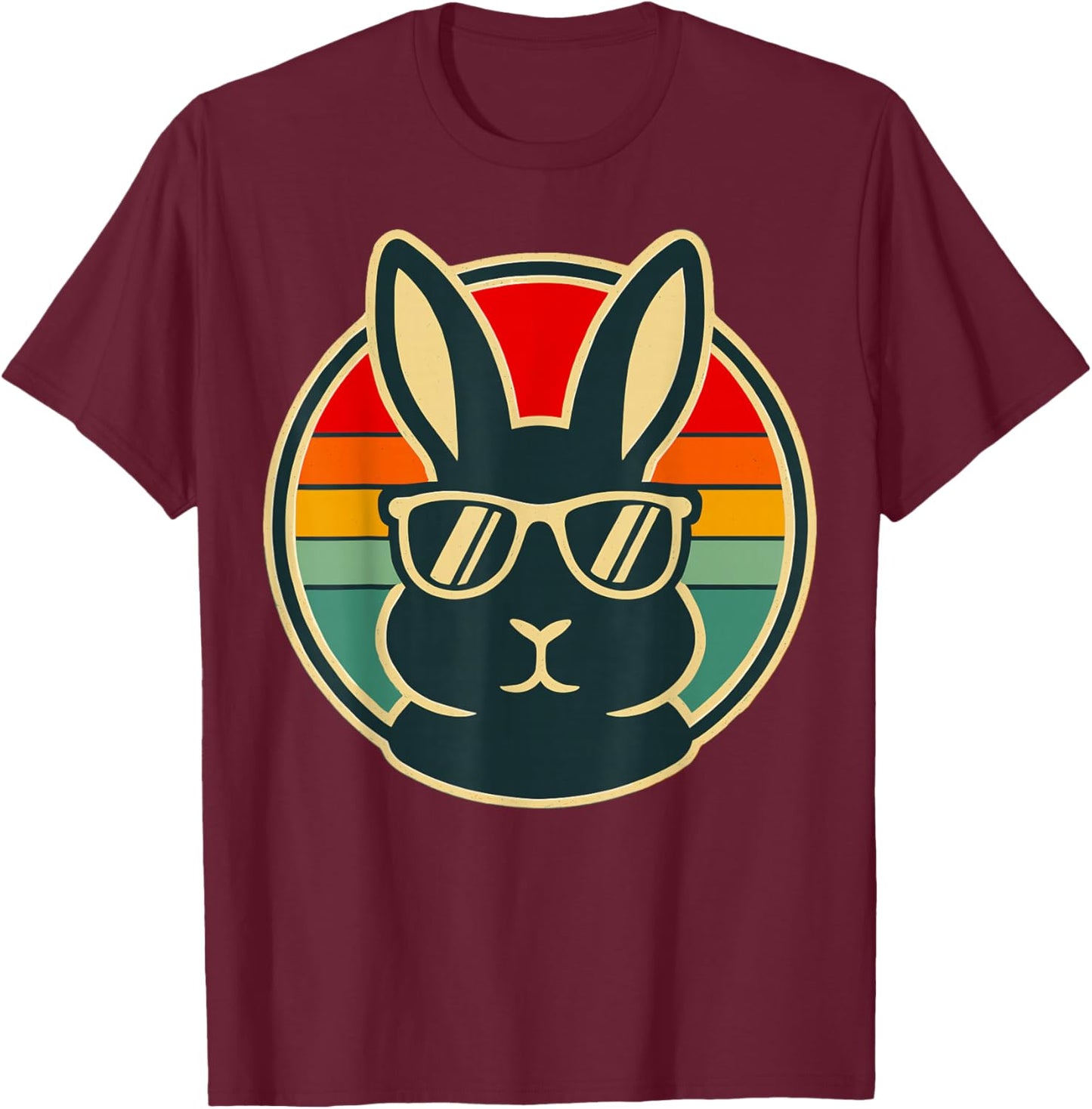 Retro Rabbit Bunny with Sunglasses T-Shirt - T-Shirt | Maroon