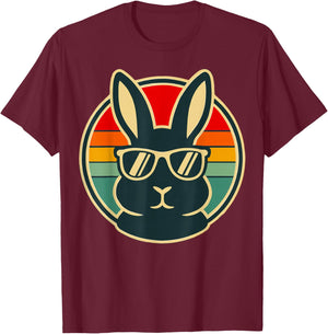Retro Rabbit Bunny with Sunglasses T-Shirt - T-Shirt | Maroon