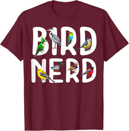 Funny Bird Nerd Colorful Birdwatcher Geek Ornithologist T-Shirt - T-Shirt | Maroon
