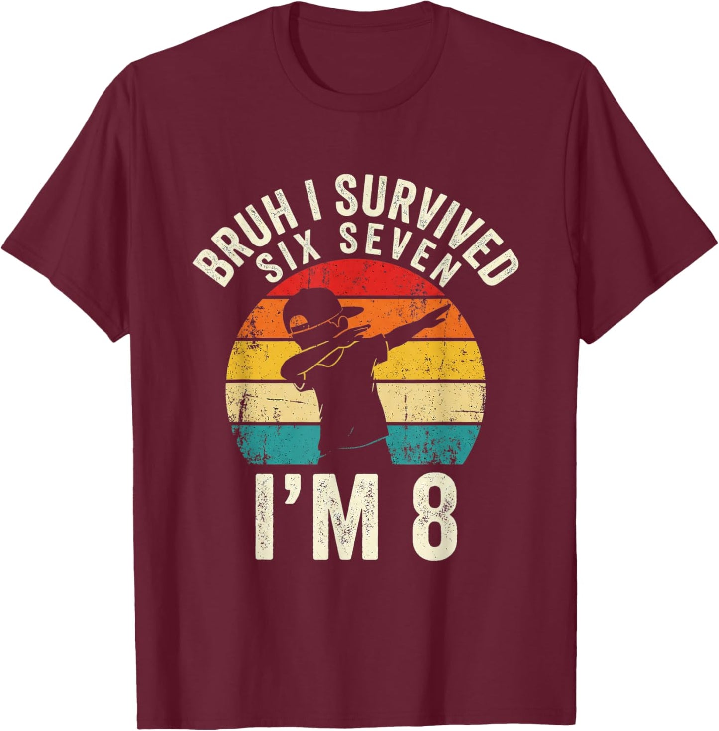 8th Birthday Boy Graphic Dubbing 6 7 Funny 8 Year Old Boys T-Shirt - T-Shirt | Maroon