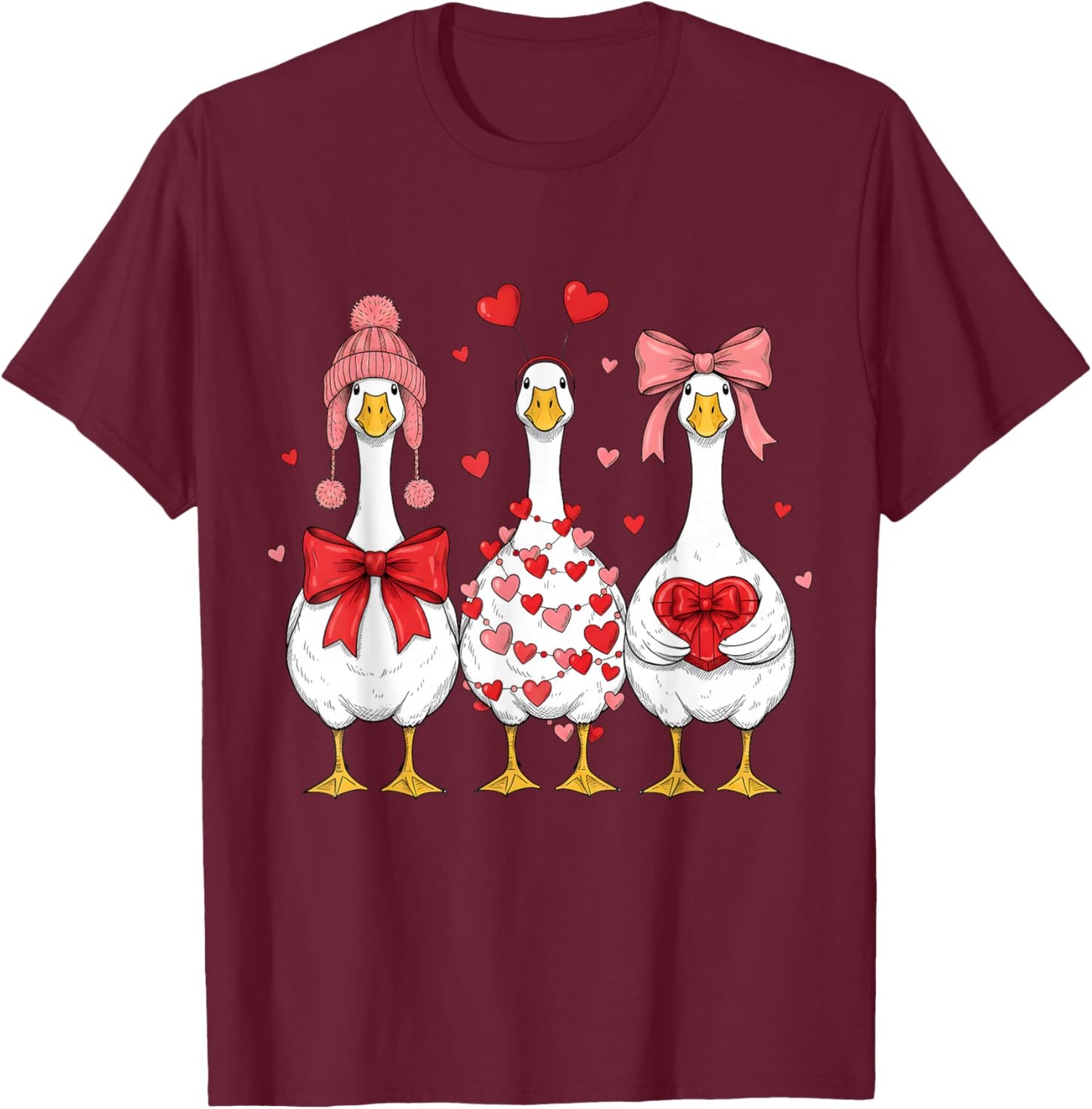 Funny Valentine Silly Goose Valentine's Day Women Girls T-Shirt - T-Shirt | Maroon