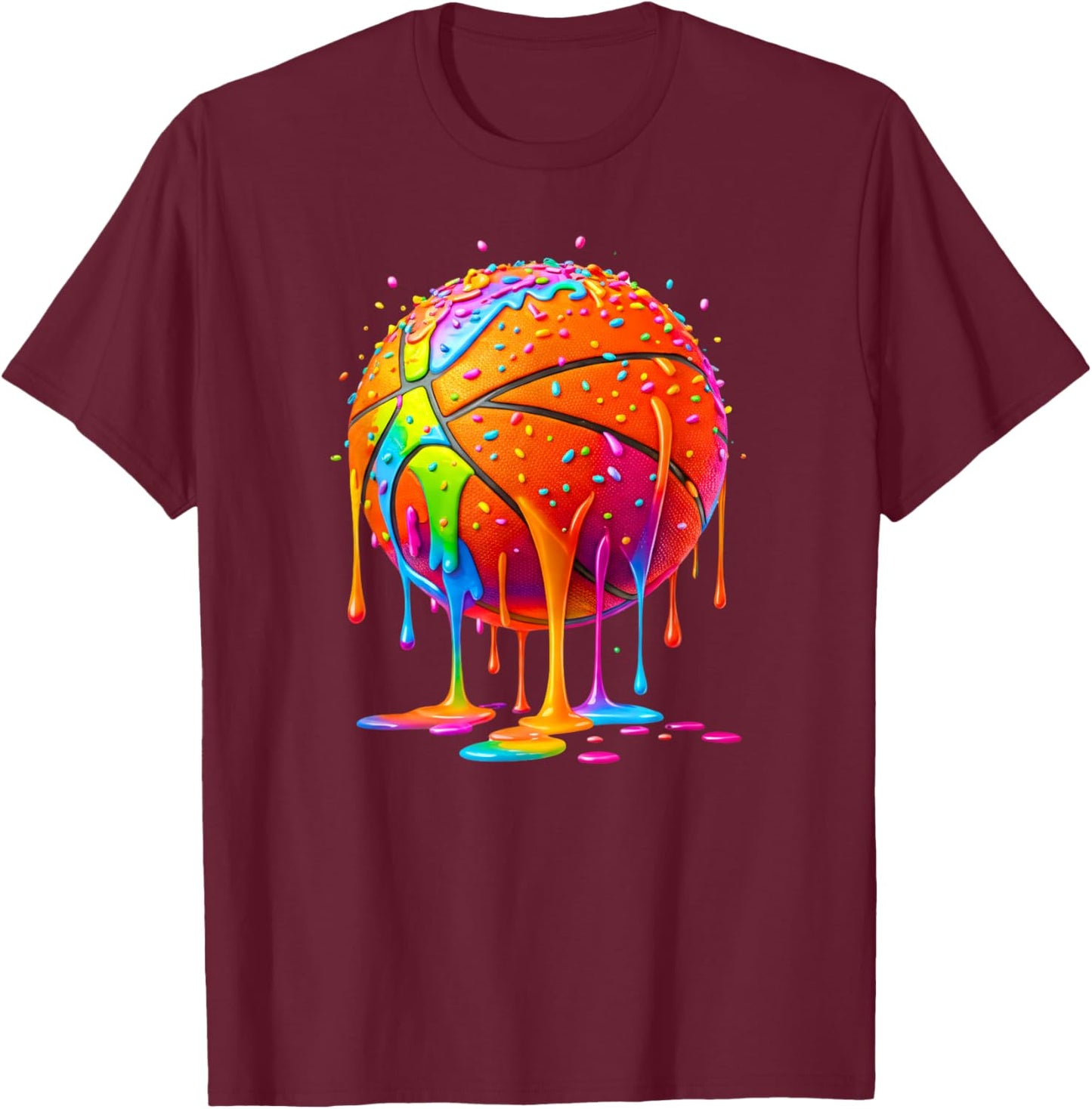 Basketball Ice Cream Drip Sport Bball T-Shirt - T-Shirt | Maroon