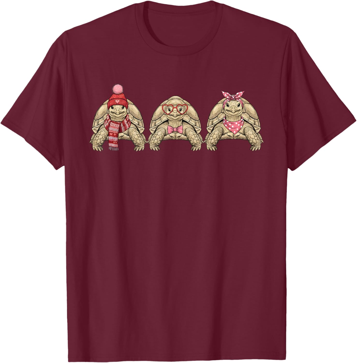 Retro Sulcata Tortoise Cute Valentine T-Shirt - T-Shirt | Maroon