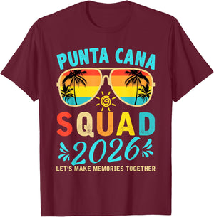 Punta Cana Squad 2026 Funny Groovy Reunion Friends Trip T-Shirt - T-Shirt | Maroon