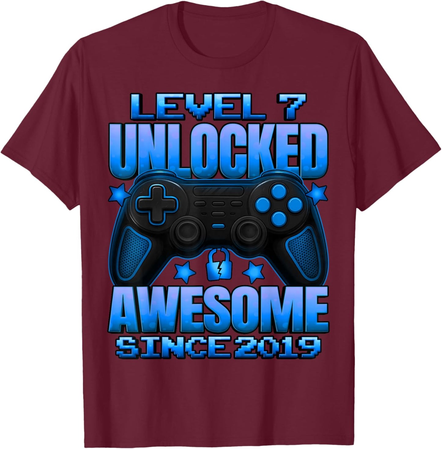 Level 7 Unlocked 7 Year Old Gifts for Boys 7th Birthday Boy T-Shirt - T-Shirt | Maroon