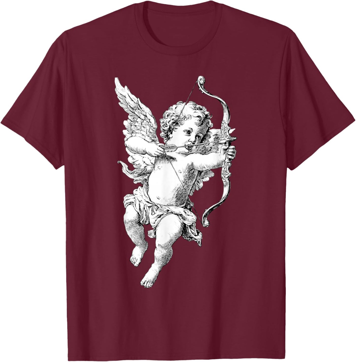 Retro Cherub Angel Cupid Vintage Aesthetic Valentine Day T-Shirt - T-Shirt | Maroon
