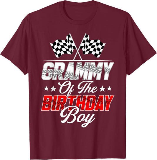 Race Car Grammy of The Birthday Boy Racing Family Pit Crew T-Shirt - T-Shirt | Maroon