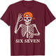 6 7 Meme Gen Alpha Halloween Skeleton Hands Sign Six Seven T-Shirt - T-Shirt | Maroon